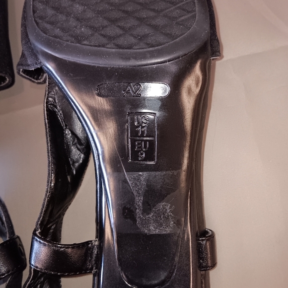 A2 AEROSOLES Women's Heels Strappy Open Toe 3" Pumps Shoes Size 11 Black Stretch - Picture 9 of 10
